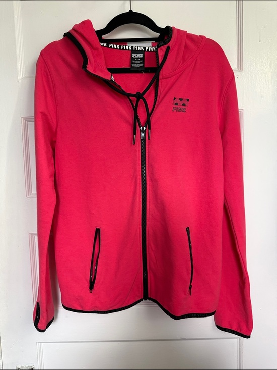PINK Victoria's Secret Tops - PINK Victoria's Secret Hot Pink Full-Zip Utility Hoodie Y2K Vintage Sz M